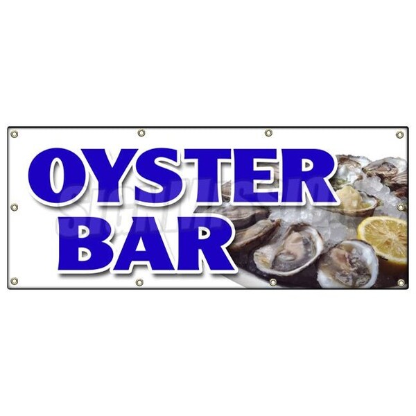 OYSTER BAR BANNER SIGN fresh clams crabs seafood beer liquor restaurant